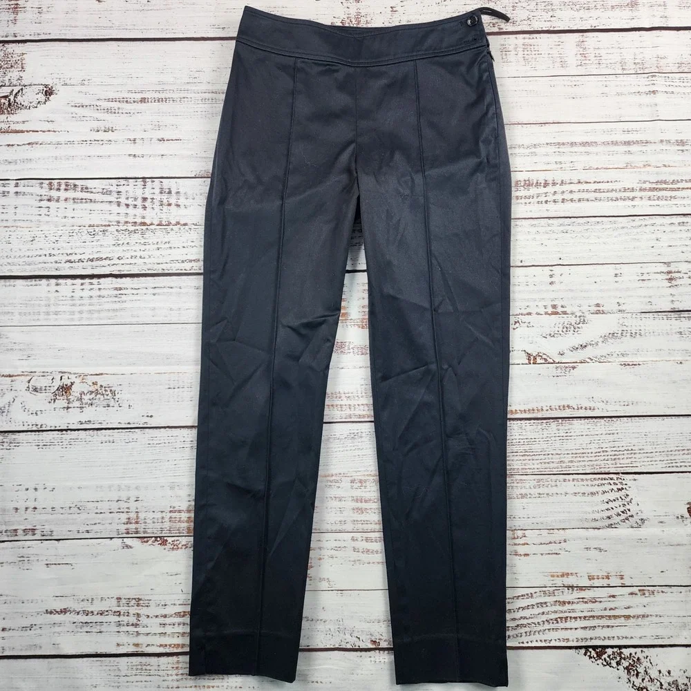 Ralph Lauren Black Label Pants Womens 4 Black Stretch Cotton Side Zip Skinny